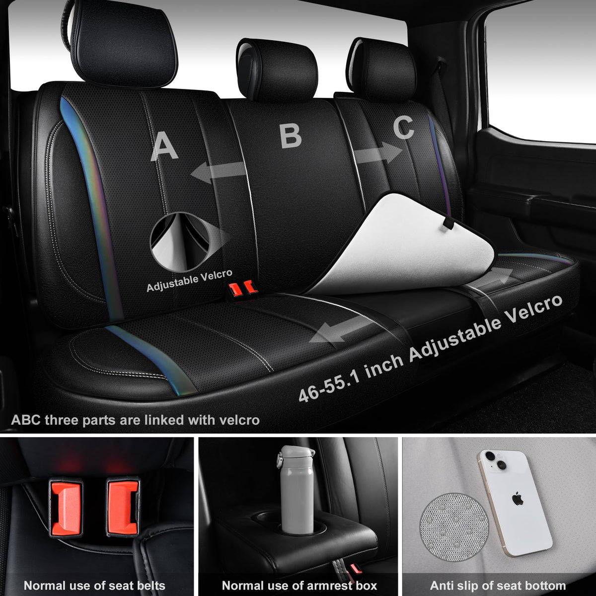 Nappa Leather Car Seat Covers 5 Seats Full Set J9975