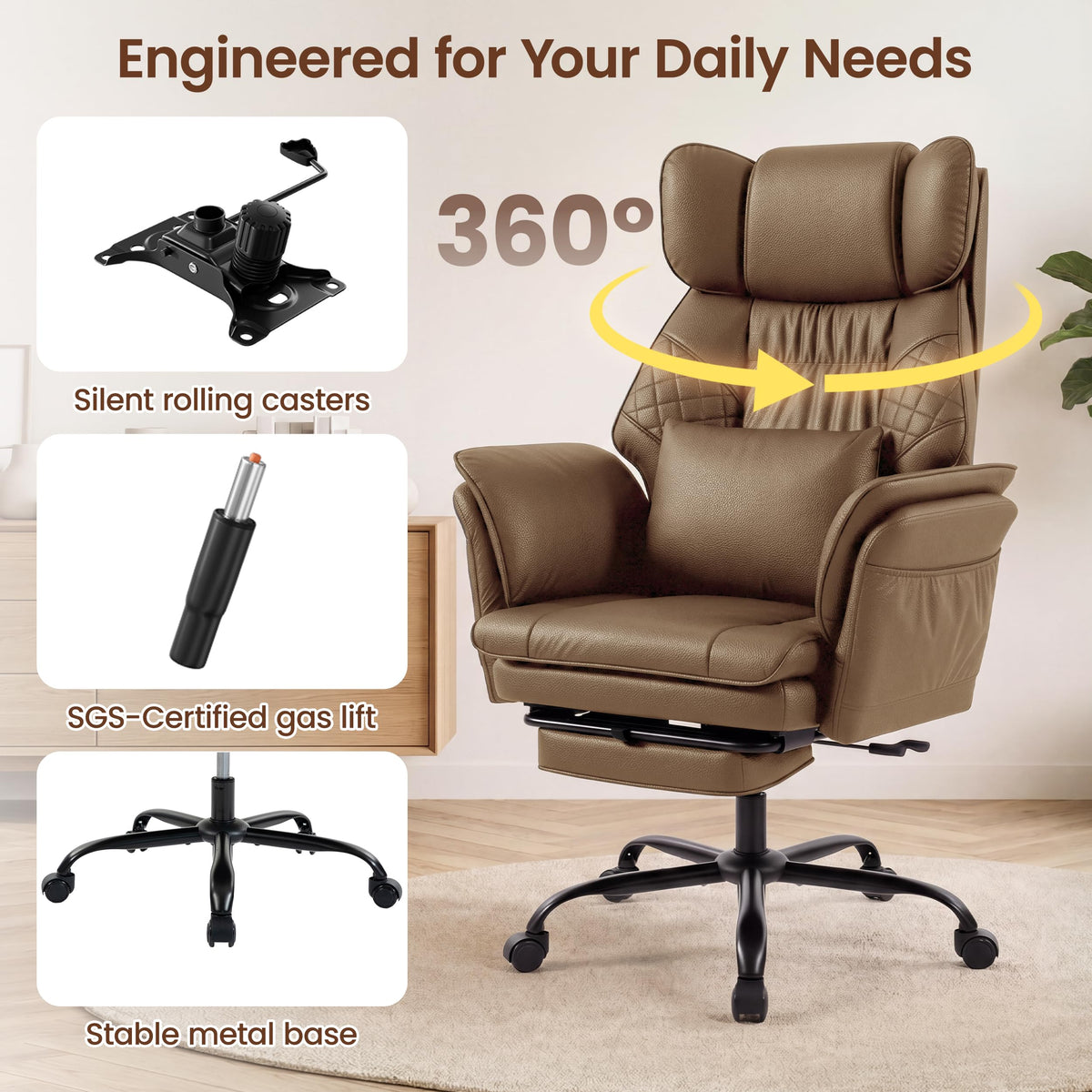 3D Kneading Massage Office Chair with Footrest V973388