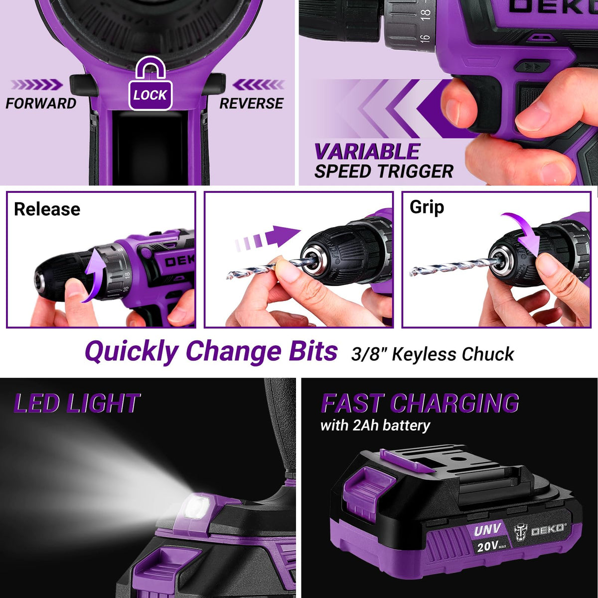 20V Cordless Power Drill Tool Kit Set with Battery P7947