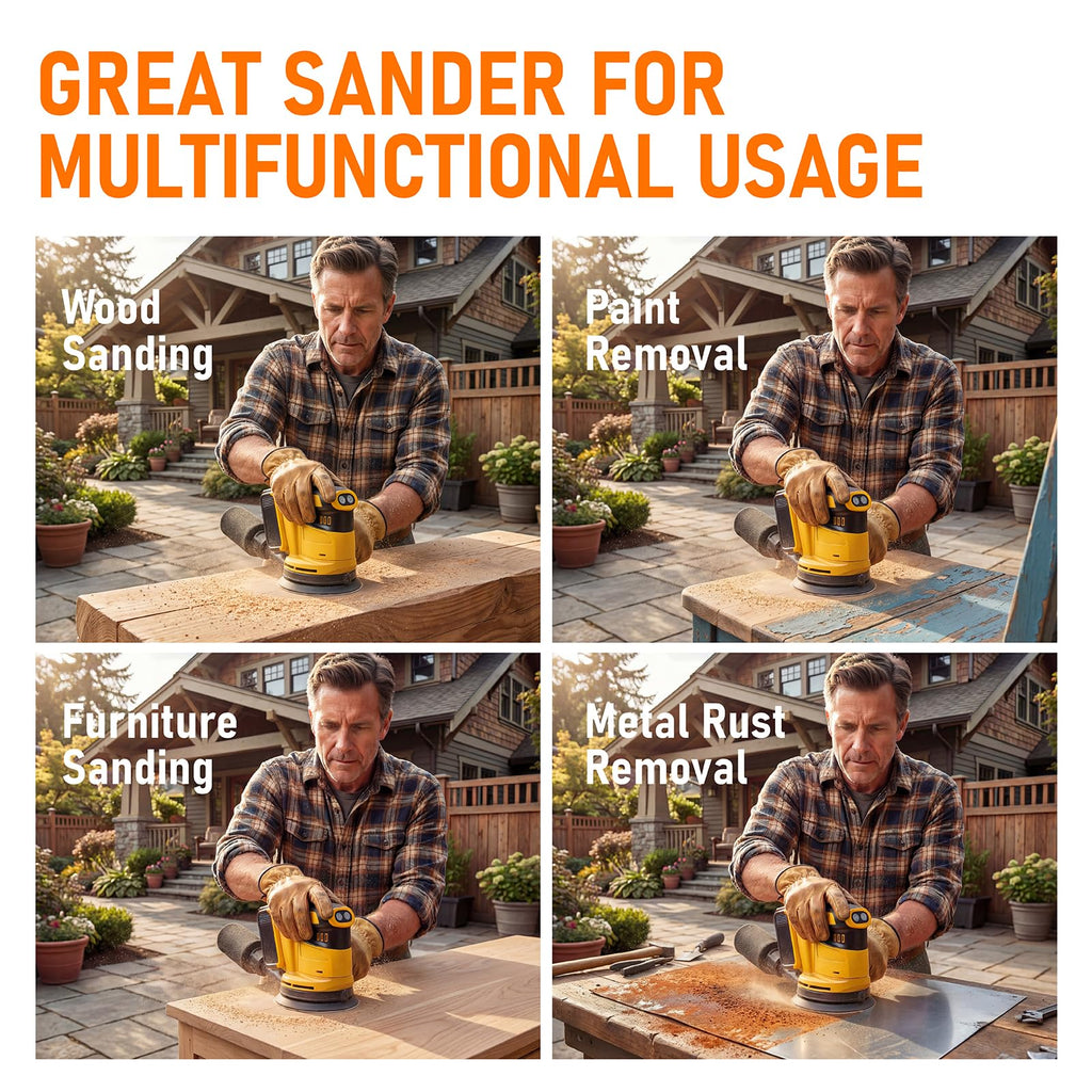 5" Cordless Random Orbital Sander with Storage Bag C8101