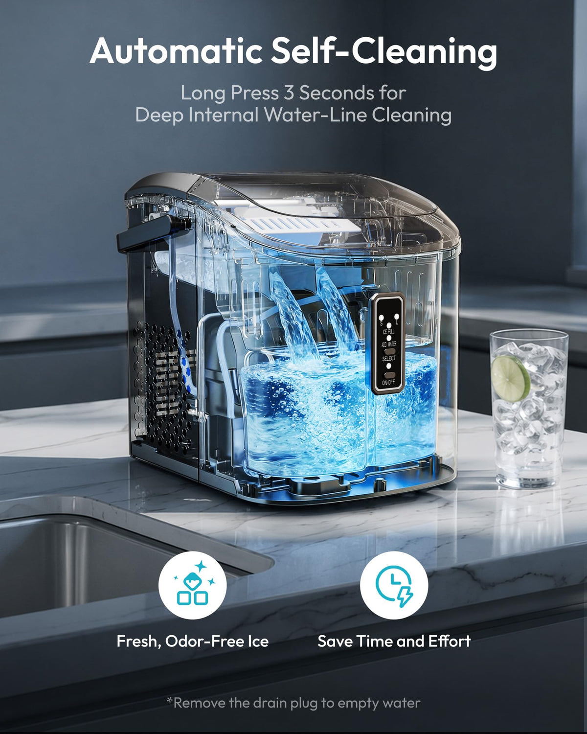 Portable Countertop Ice Maker with Carry Handle and Scoop Y4085