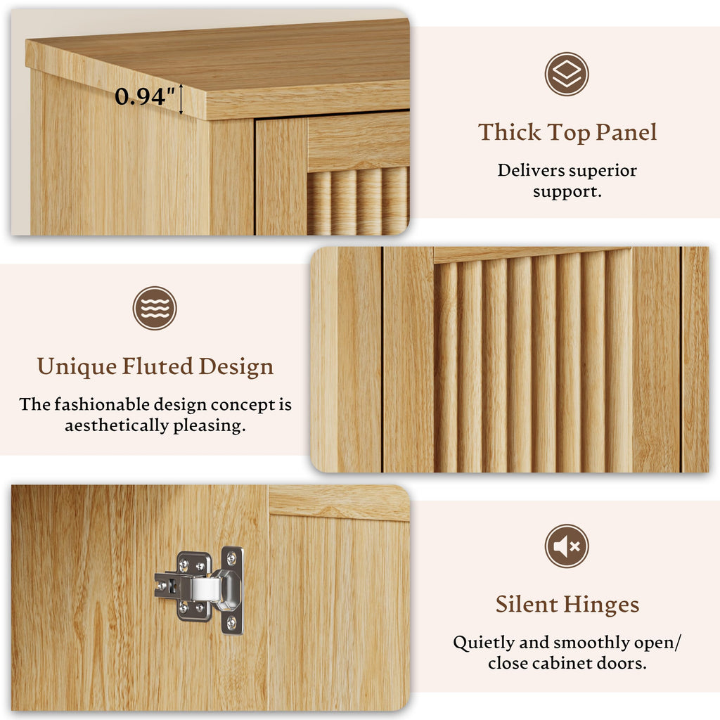 Fluted Buffet Sideboard Cabinet with Drawers D390885