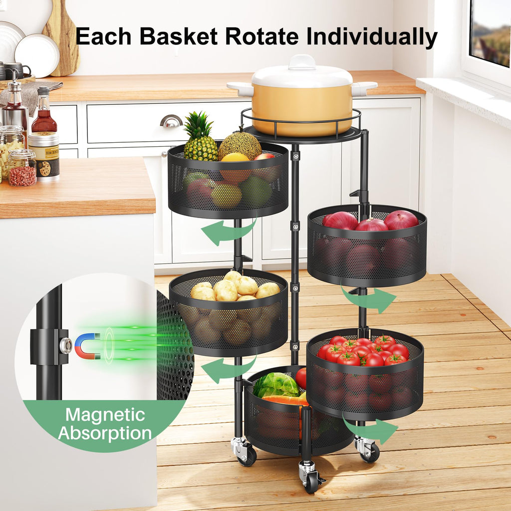5 Tier Rotating Fruit Vegetable Basket Stand N1288