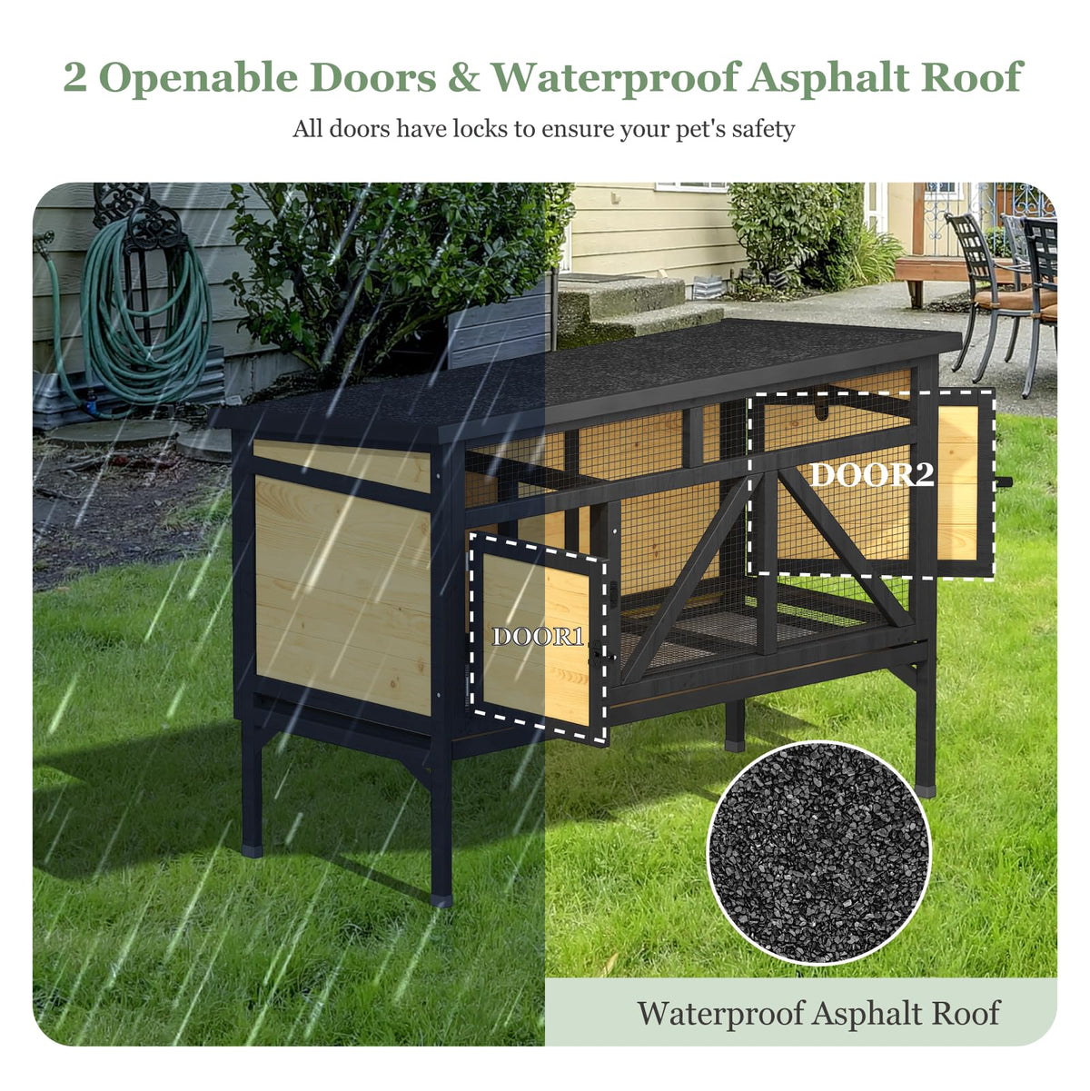 46.7" Wooden Rabbit Hutch with Removable Tray O3229