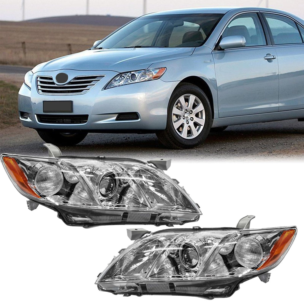 Chrome Clear Lens Projector Headlight Replacement Kit Pair of LH+RH S852