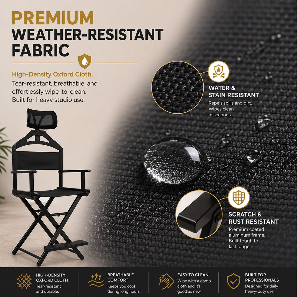 Extra Tall Foldable Directors Chair with Adjustable Mesh Headrest E405117