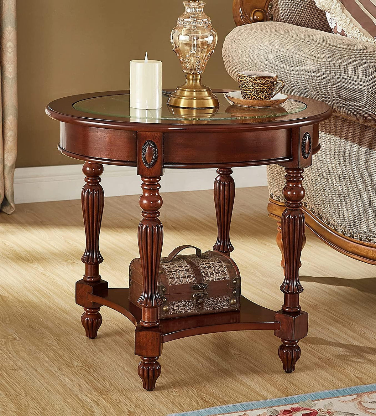 Solid Wood Oval End Table R95676