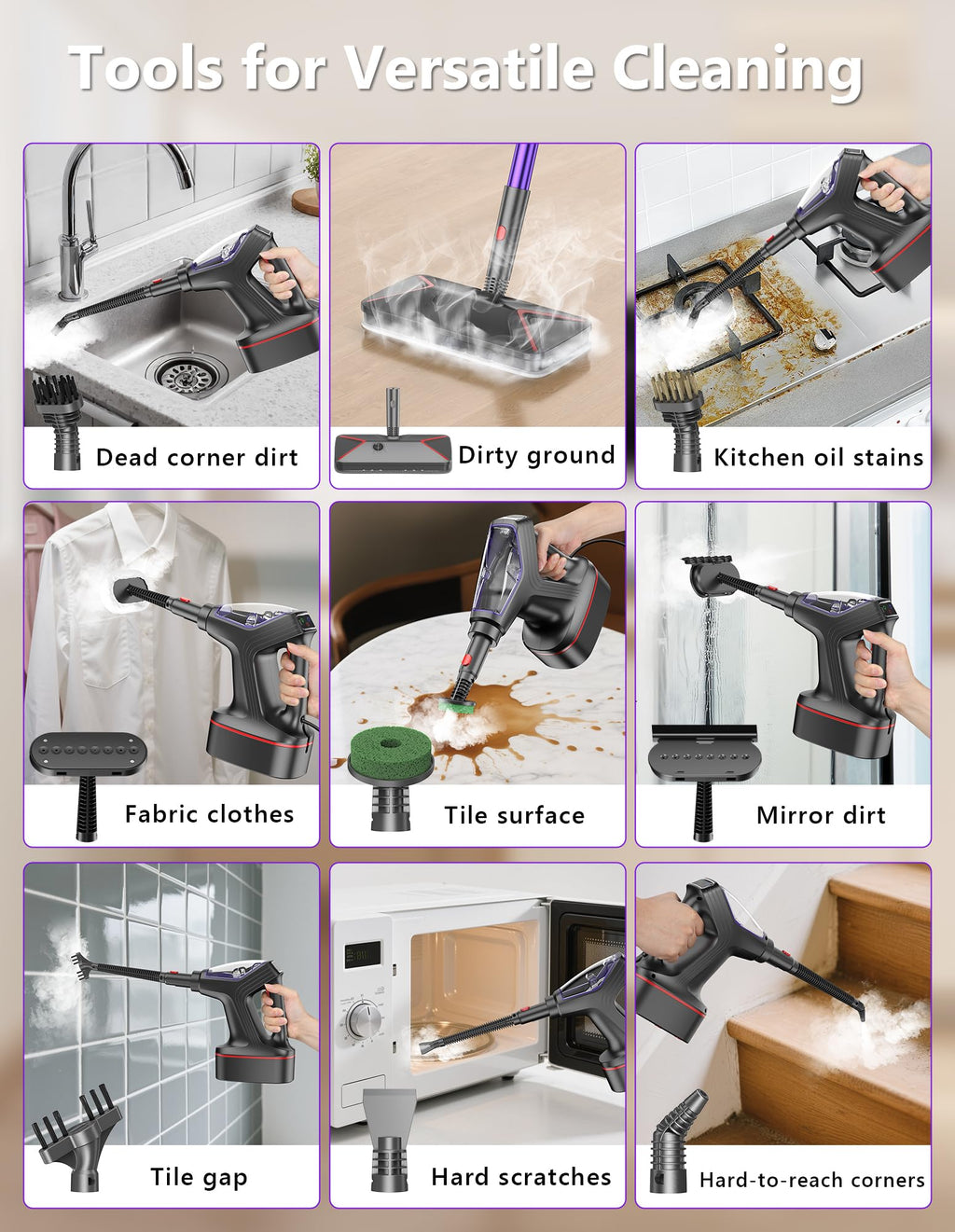 Heavy Duty All-in-One Steam Mop with Detachable Handheld Steamer L63363