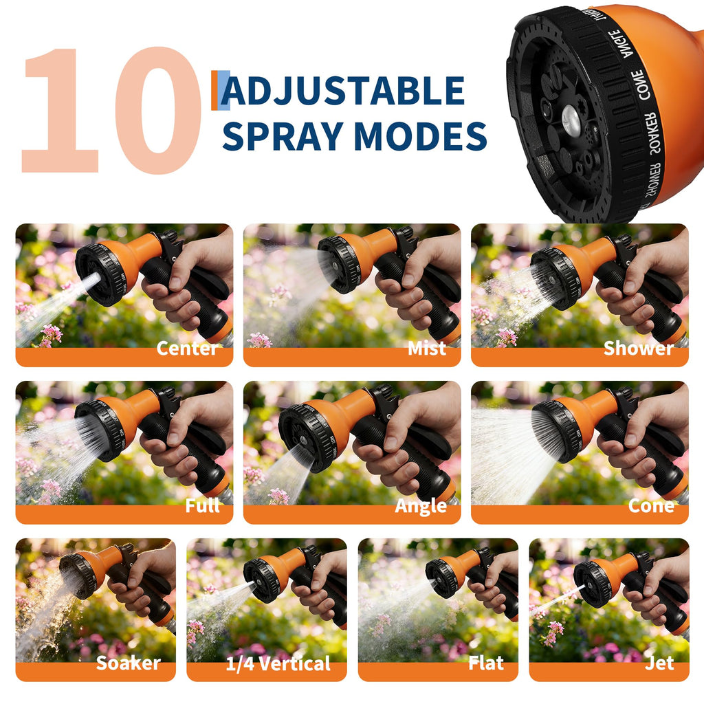 1/2 Inch x 50 ft Wall Mounted Garden Hose Reel with 10 Patterns Nozzle Z7418