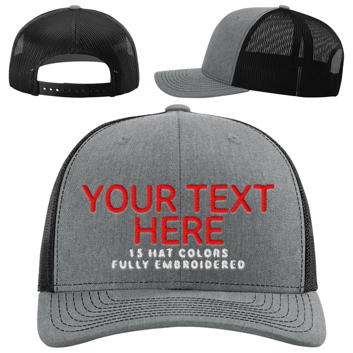 Custom Embroidered Adjustable Snapback Trucker Cap Black T95454