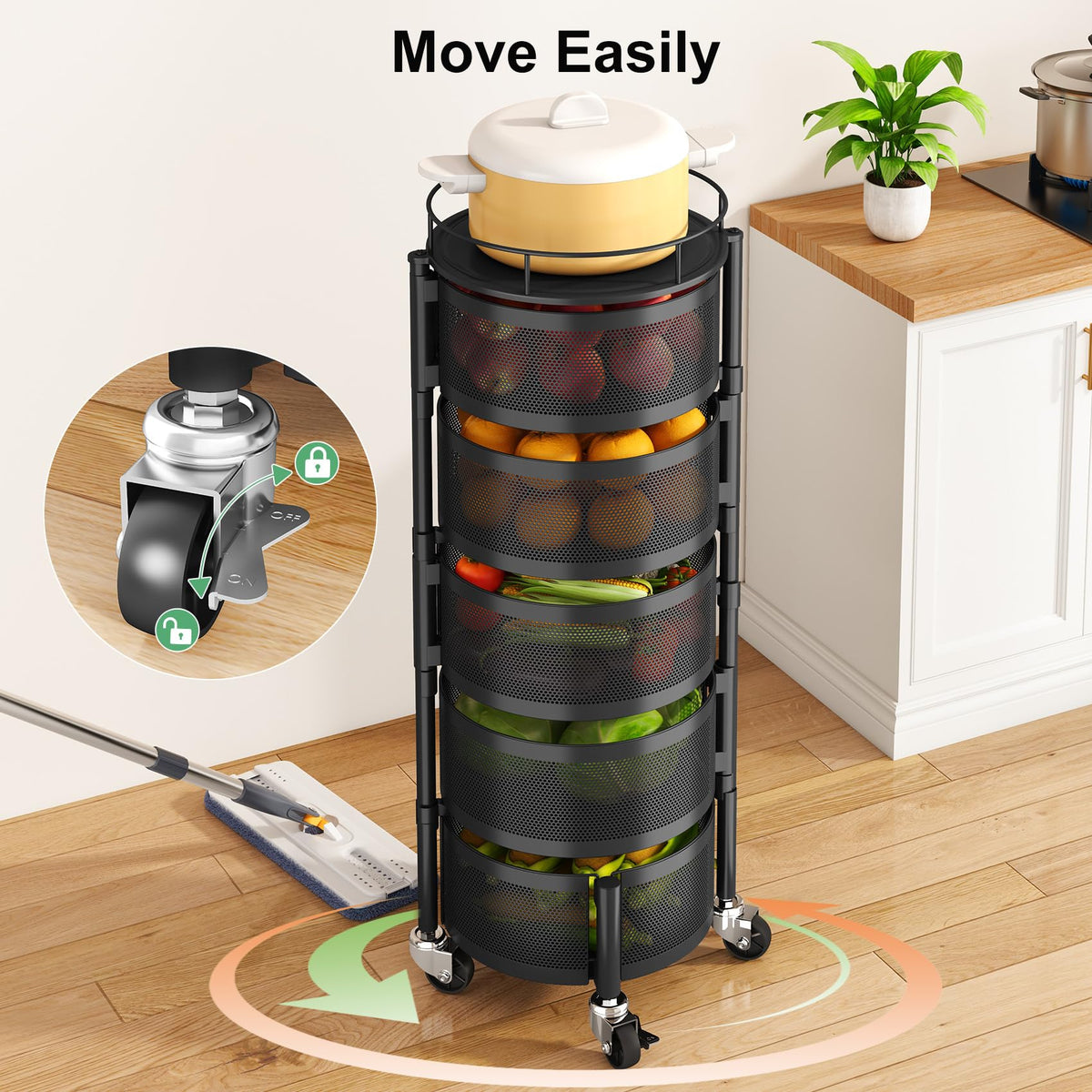 5 Tier Rotating Fruit Vegetable Basket Stand N1288