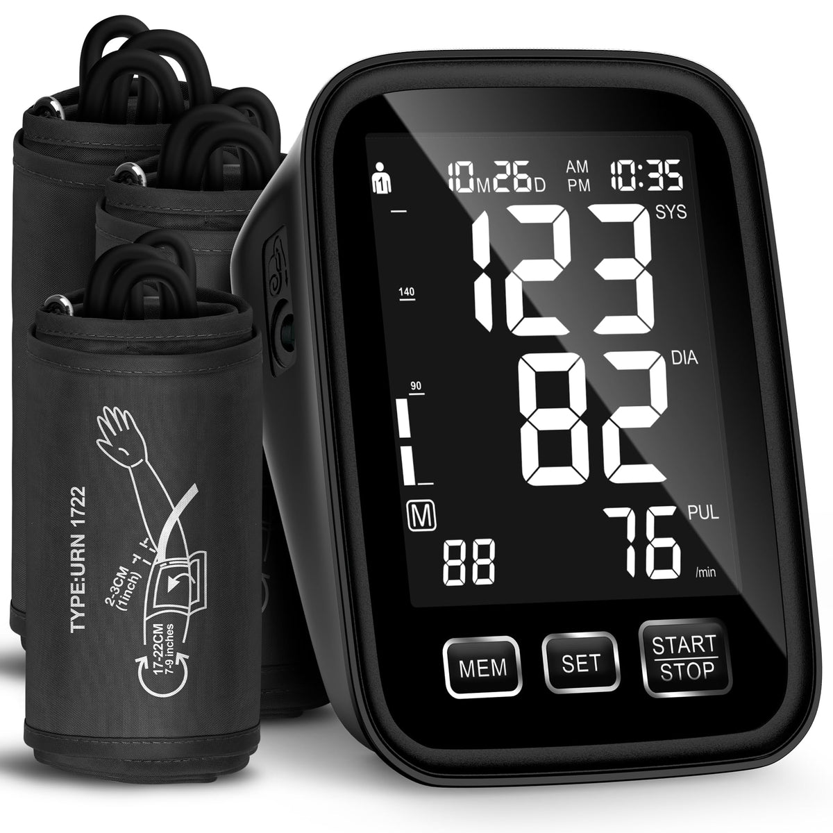 Blood Pressure Machine with 3 Size Cuffs and Backlit Display M603