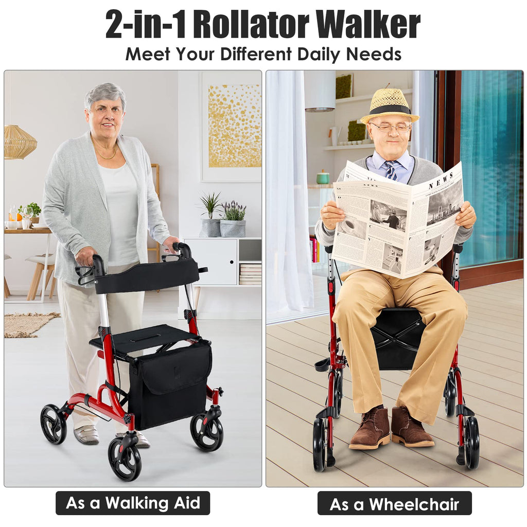 2-in-1 Aluminum Rollator Walker with Seat A72408