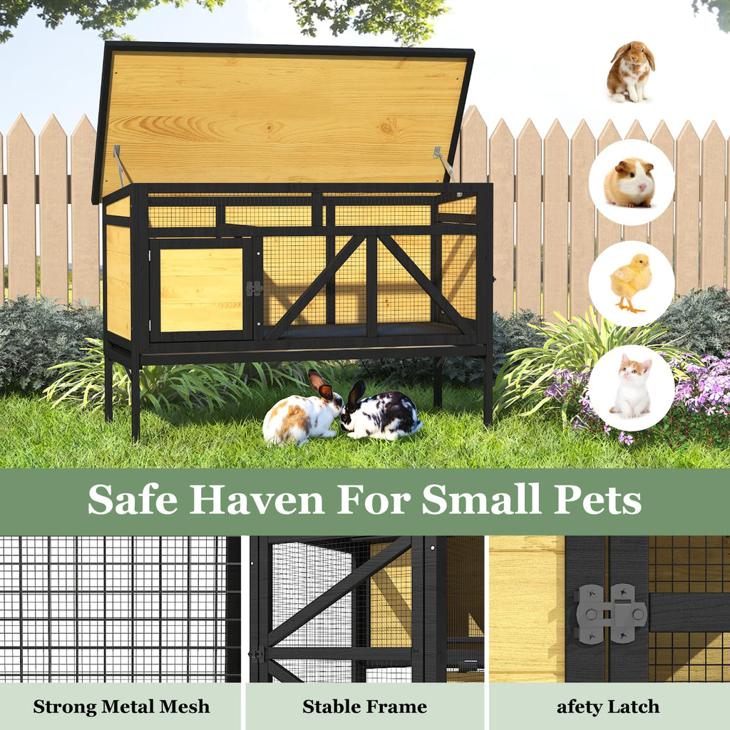 46.7" Wooden Rabbit Hutch with Removable Tray O3229