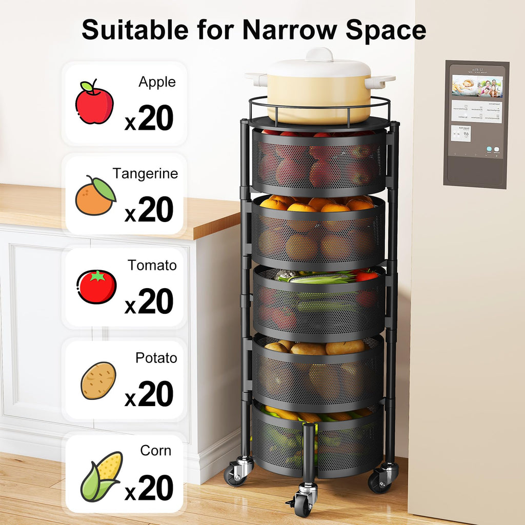 5 Tier Rotating Fruit Vegetable Basket Stand N1288