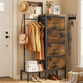 Brown Wood Dresser with Hanging Rack and Storage Drawers D88239