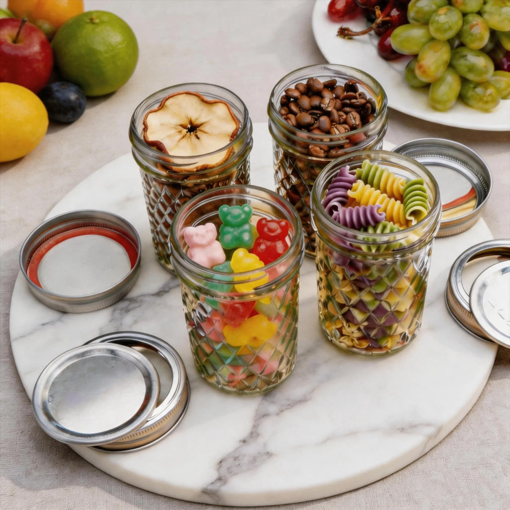 16 oz Wide Mouth Glass Mason Jars with Lids, 4 Pack H792
