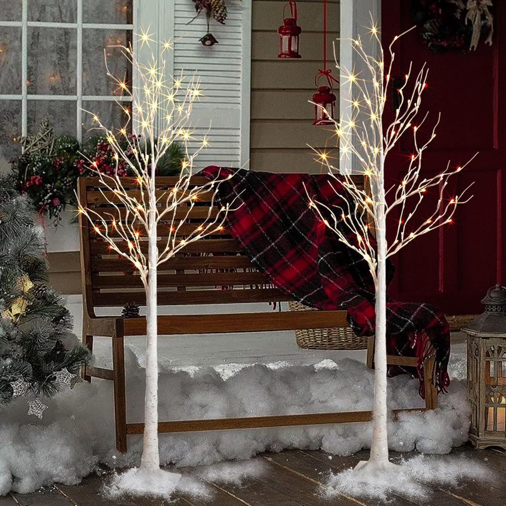 2 Pack 6 Feet Prelit White Artificial Christmas Trees Y7913