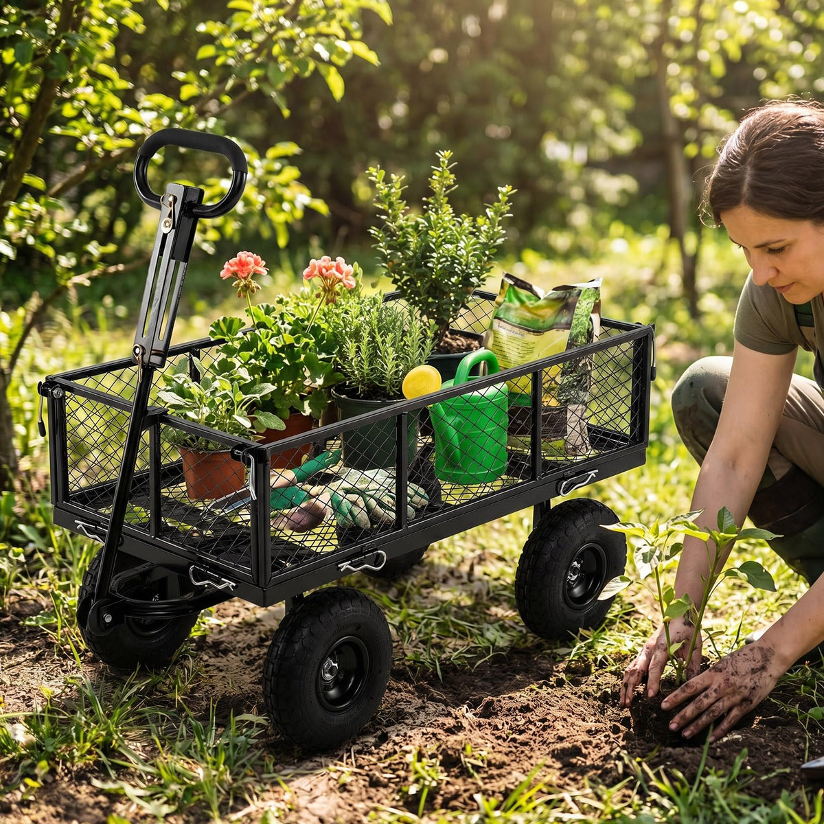 Heavy Duty Metal Garden Cart with Removable Liner H91877
