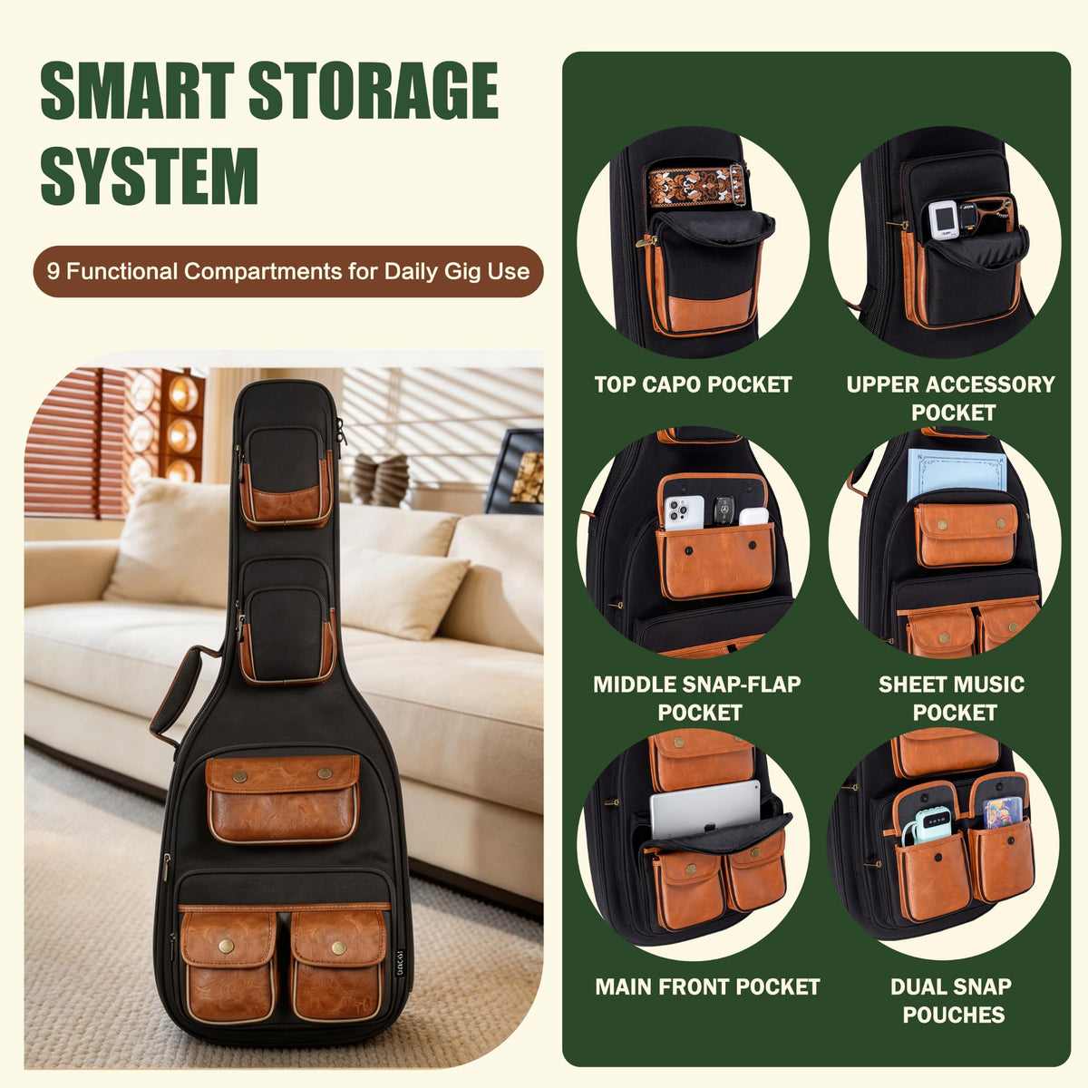 40" Electric Guitar Bag 900D Waterproof 0.5" Padding U121