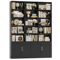 82.3" Triple Wide Bookshelf with 4 Doors, Black K160087
