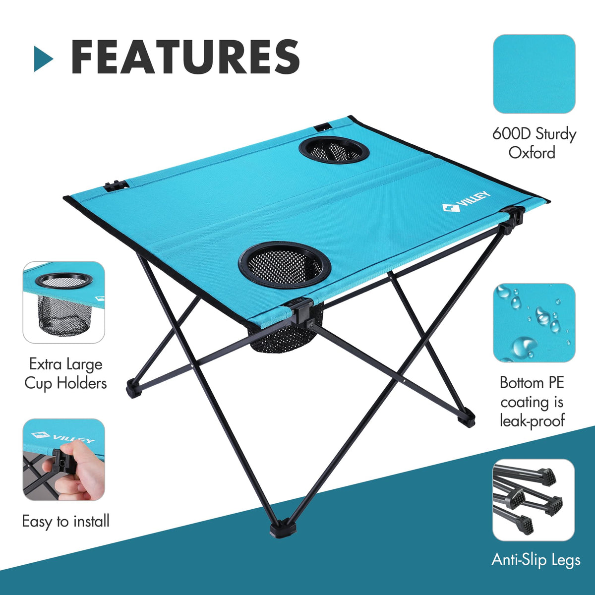 Folding Camping Table with 2 Cup Holders C786422