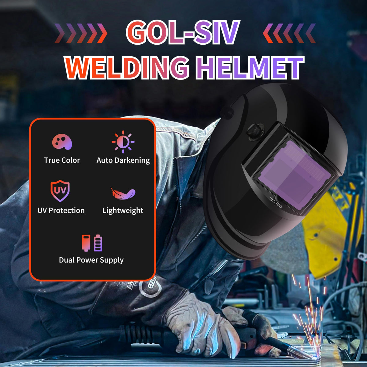 Auto Darkening Welding Helmet True Color Wide View Screen O9735