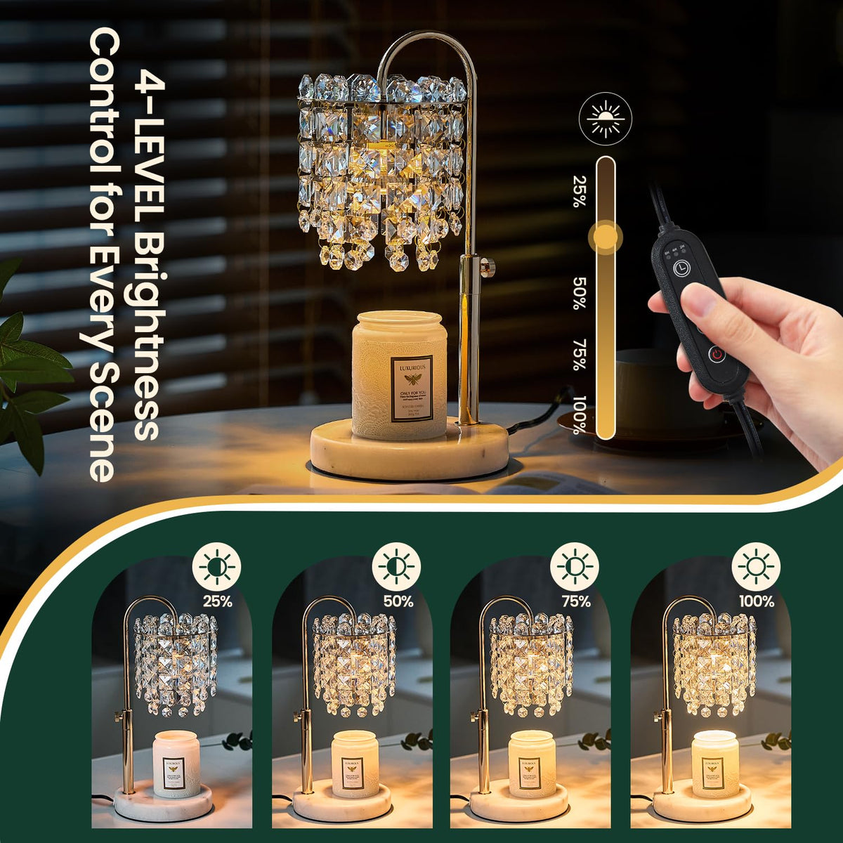 Candle Warmer Lamp with Timer Dimmer Adjustable Height W253669