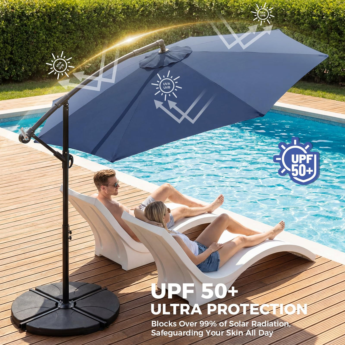 Offset Cantilever Patio Umbrella with Tilt and Crank B635