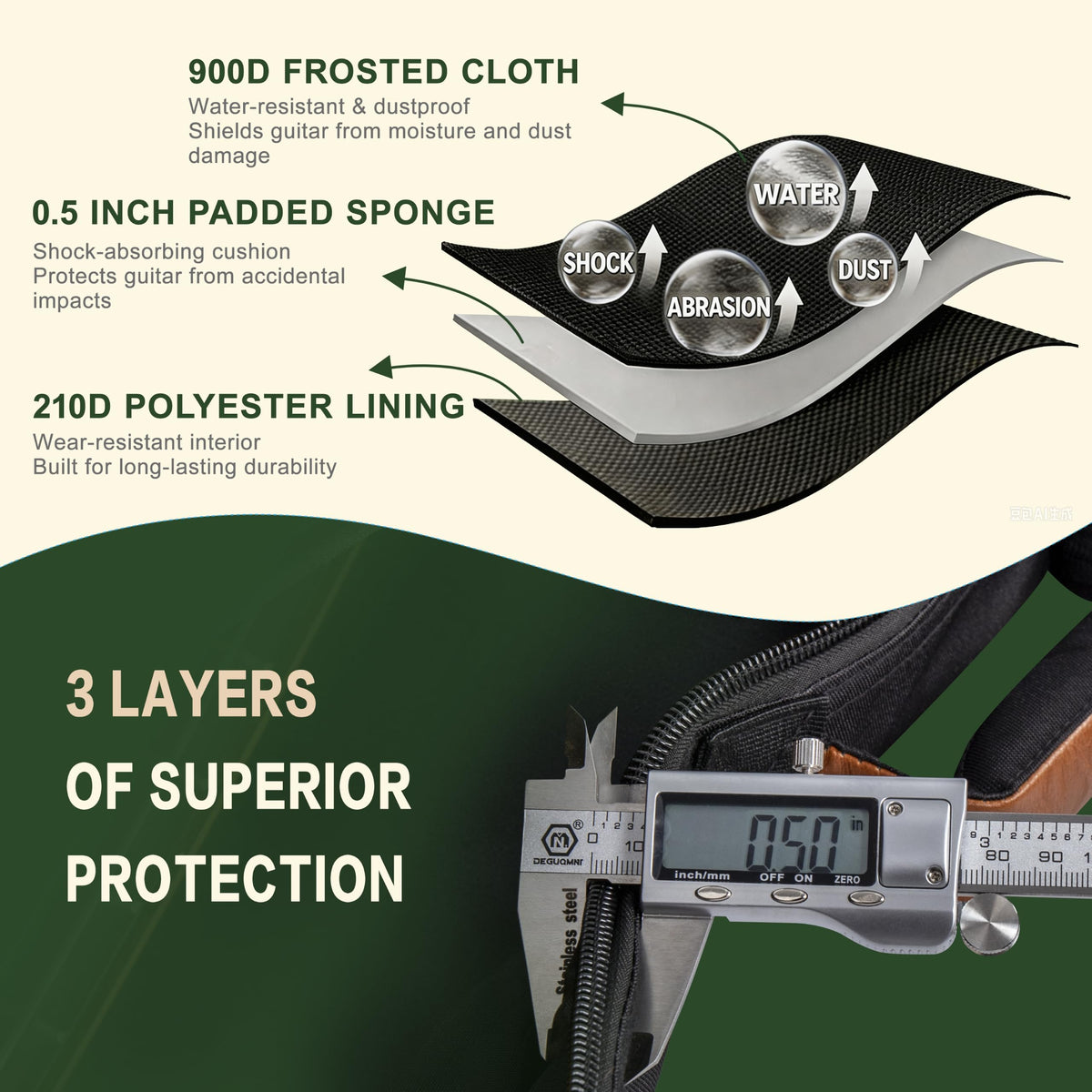 40" Electric Guitar Bag 900D Waterproof 0.5" Padding U121
