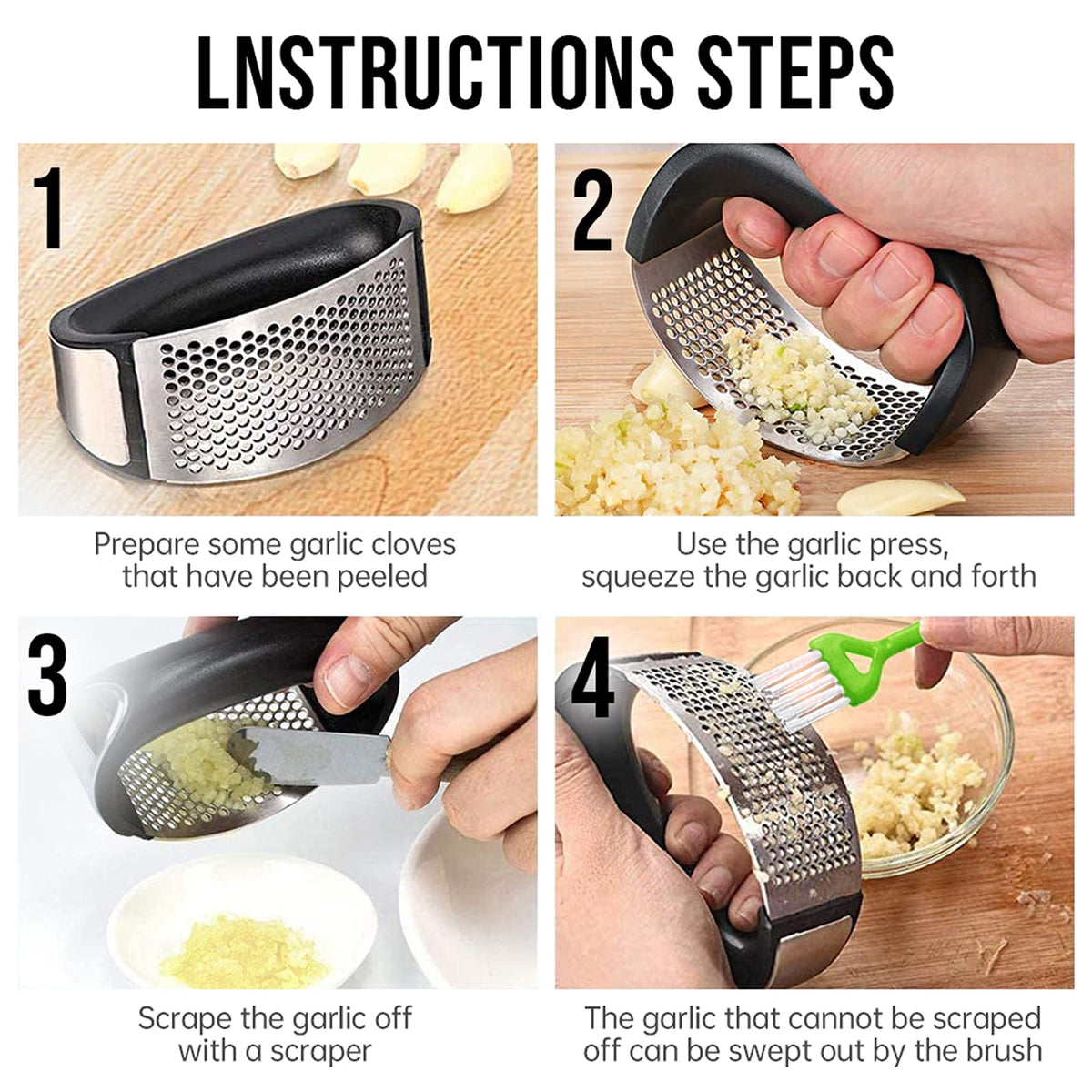 Stainless Steel Garlic Press Rocker with Silicone Peeler Z40077