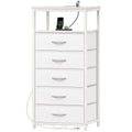 White 5 Drawer Dresser with Charging Station I69660