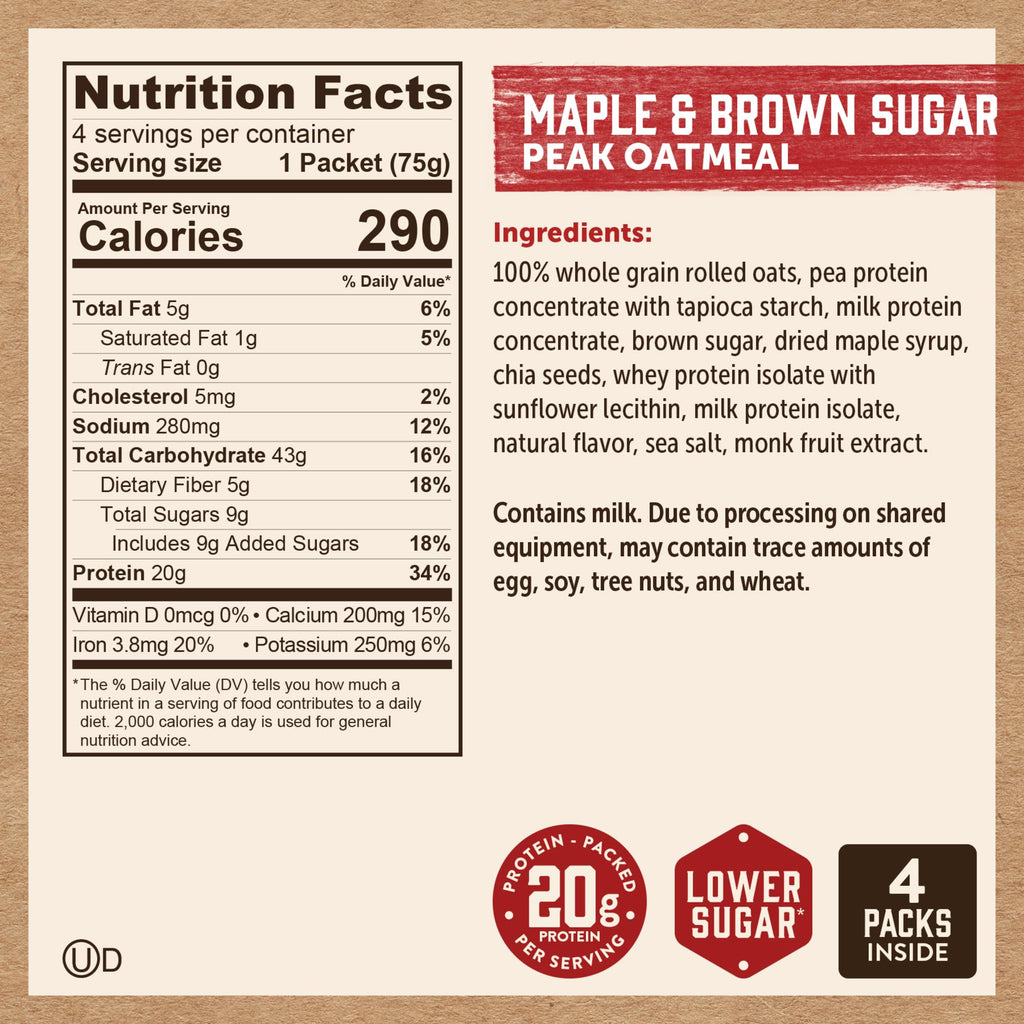 Instant Oatmeal, Maple Brown Sugar, High Protein, 6pk R816
