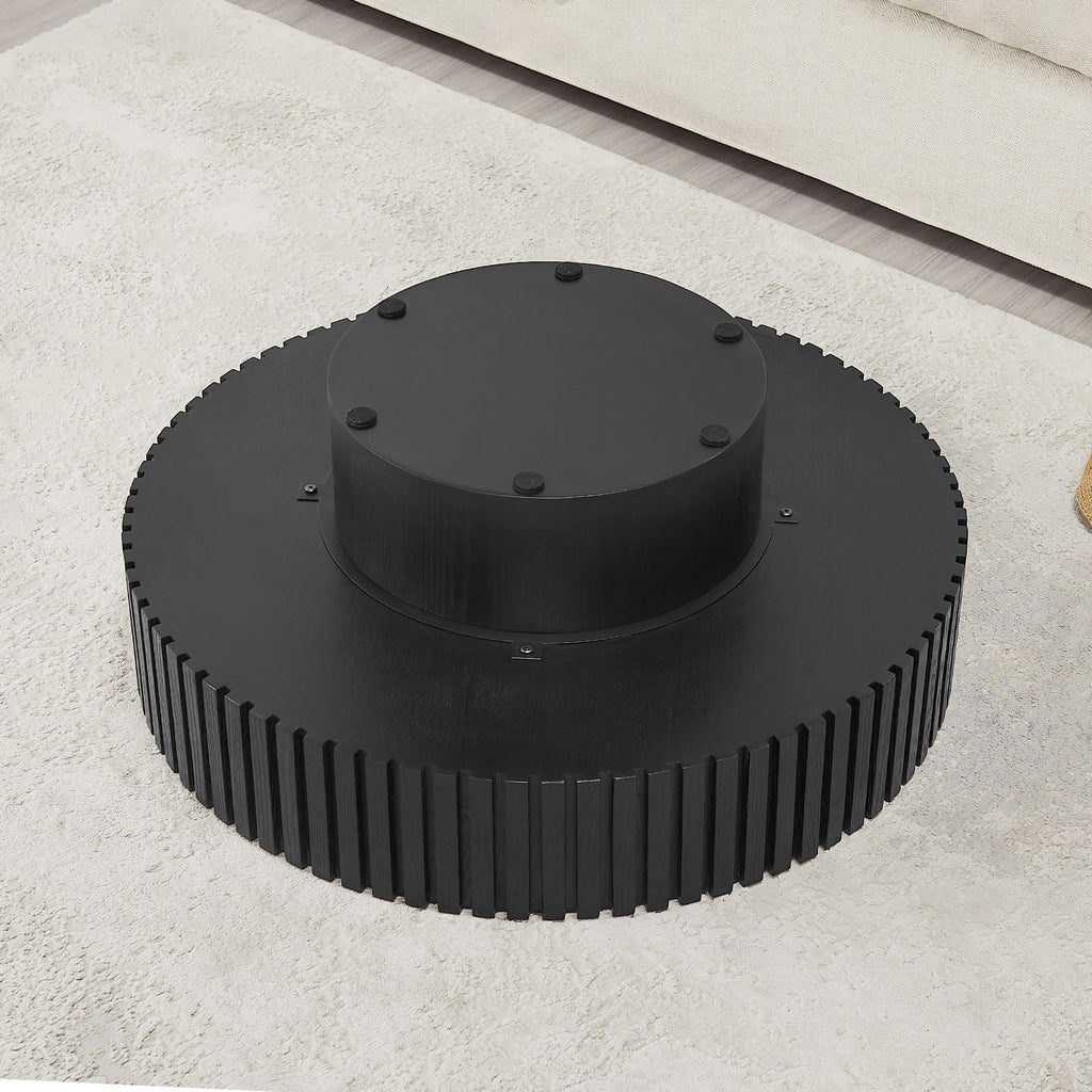Black Round Coffee Table with Base L352
