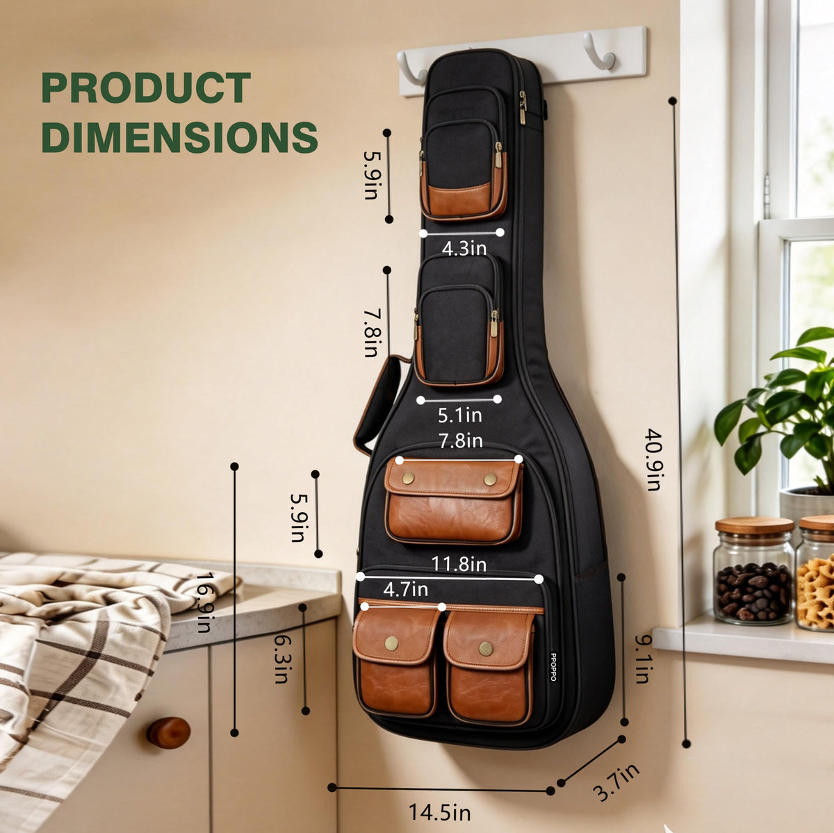 40" Electric Guitar Bag 900D Waterproof 0.5" Padding U121