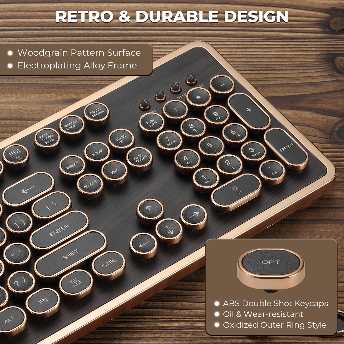 Wired Full-Size 104 Keys Mechanical Keyboard with Round Keycaps Q823