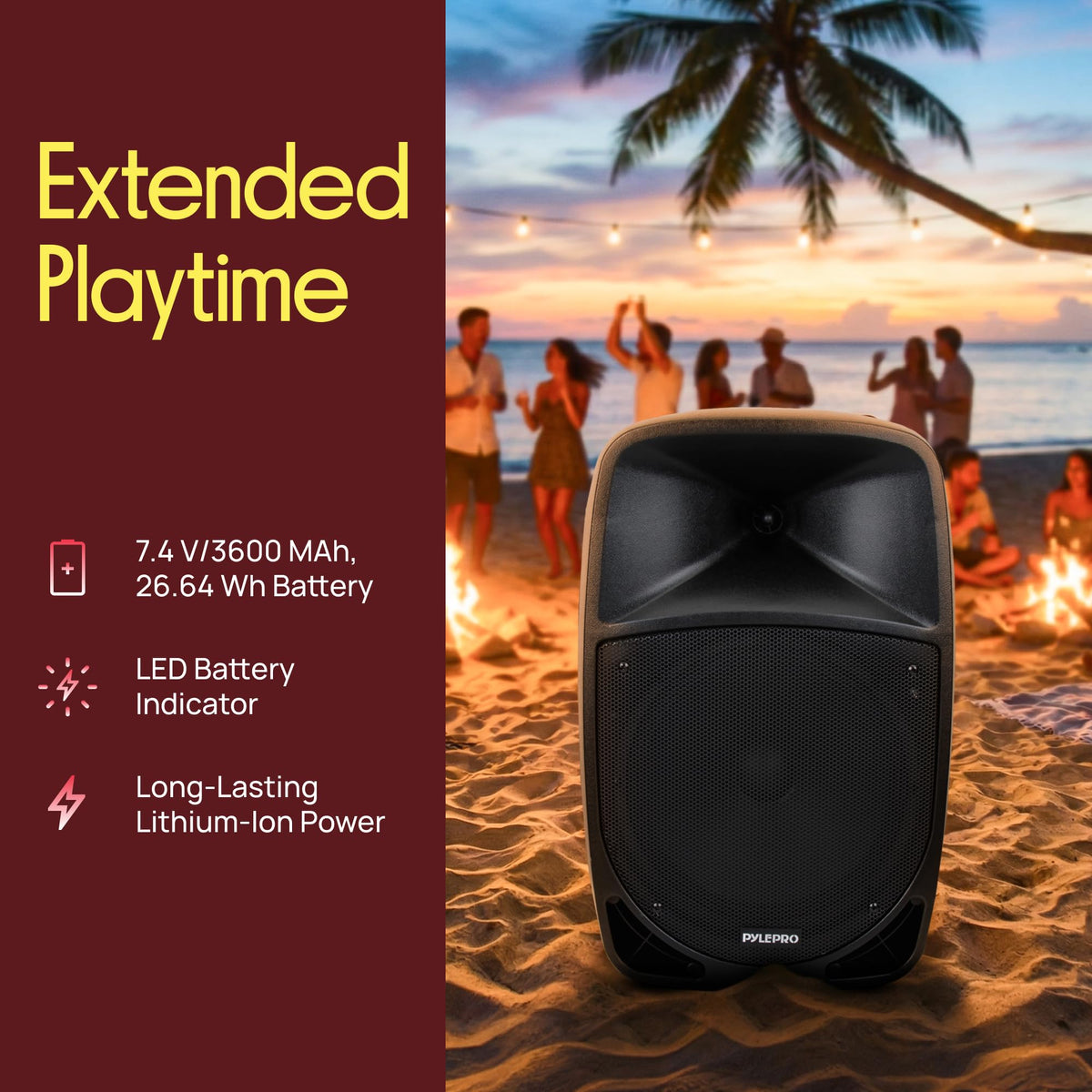 1200W Portable Bluetooth PA Speaker with Subwoofer and Wireless Microphone N77795