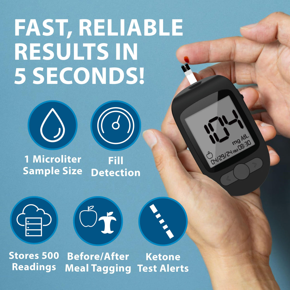 Blood Glucose Meter Kit with Testing Supplies P91886