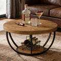 Round 2-Tier Wood Coffee Table with Storage S22084