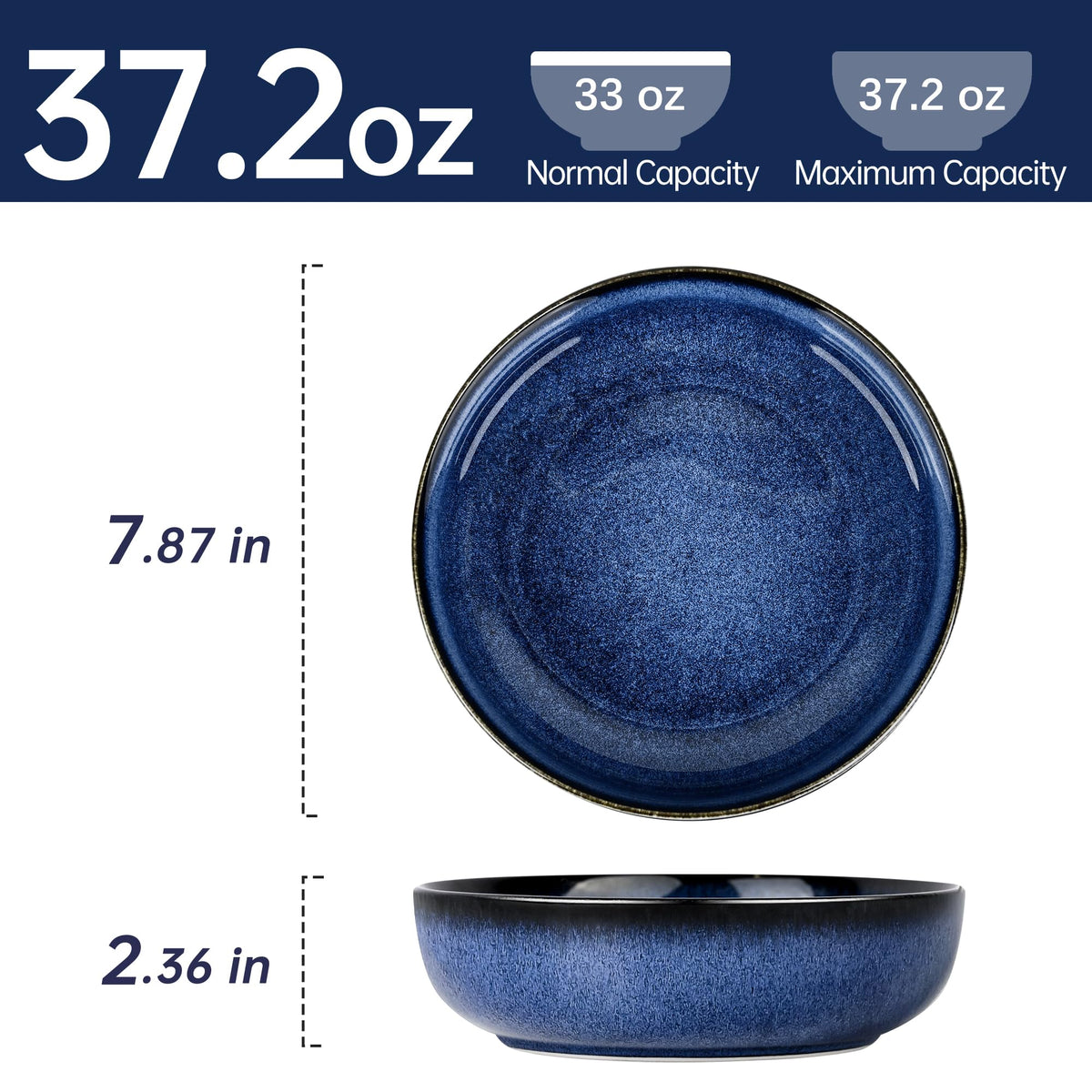 Blue Porcelain Pasta Bowls Set for 4 Y336360
