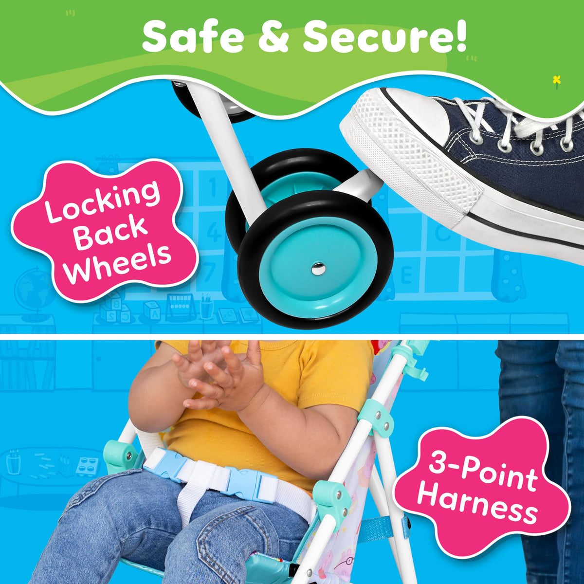 Lightweight Foldable Umbrella Stroller with 3-Point Harness U6264