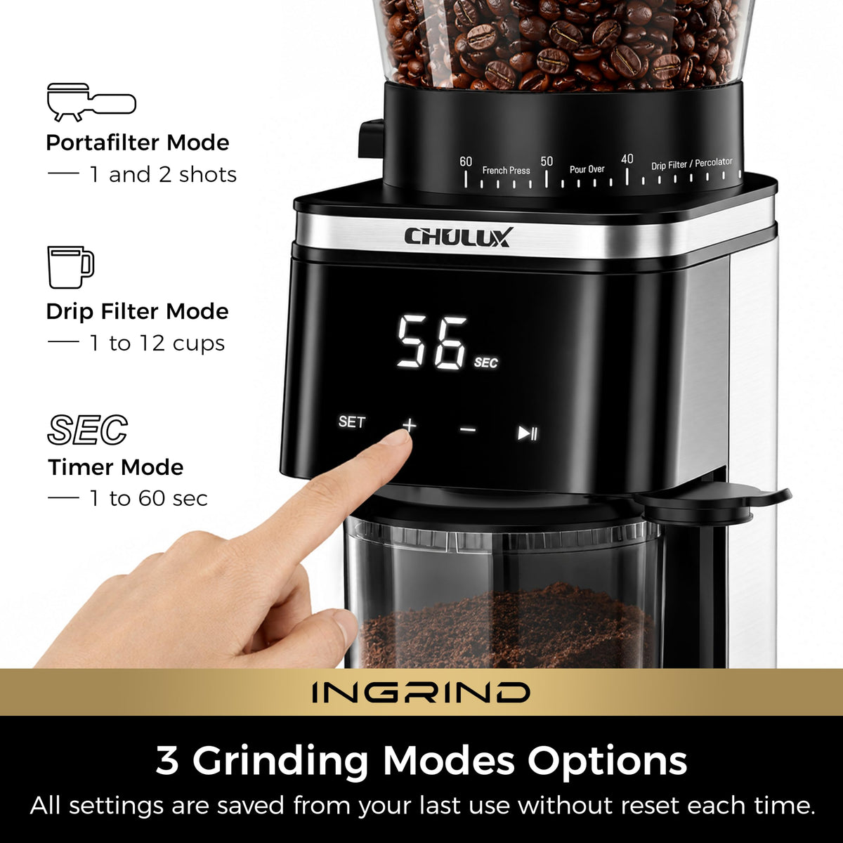 Dark Blue Espresso Machine with Conical Burr Coffee Grinder K578