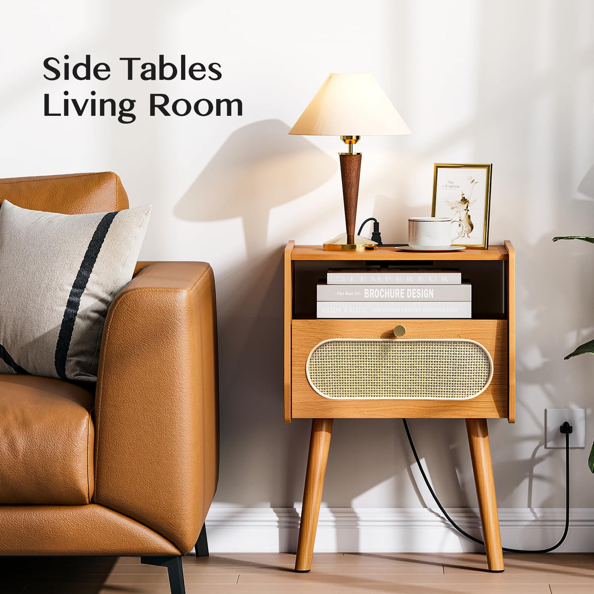 Mid Century Modern Nightstand Set of 2 V4870