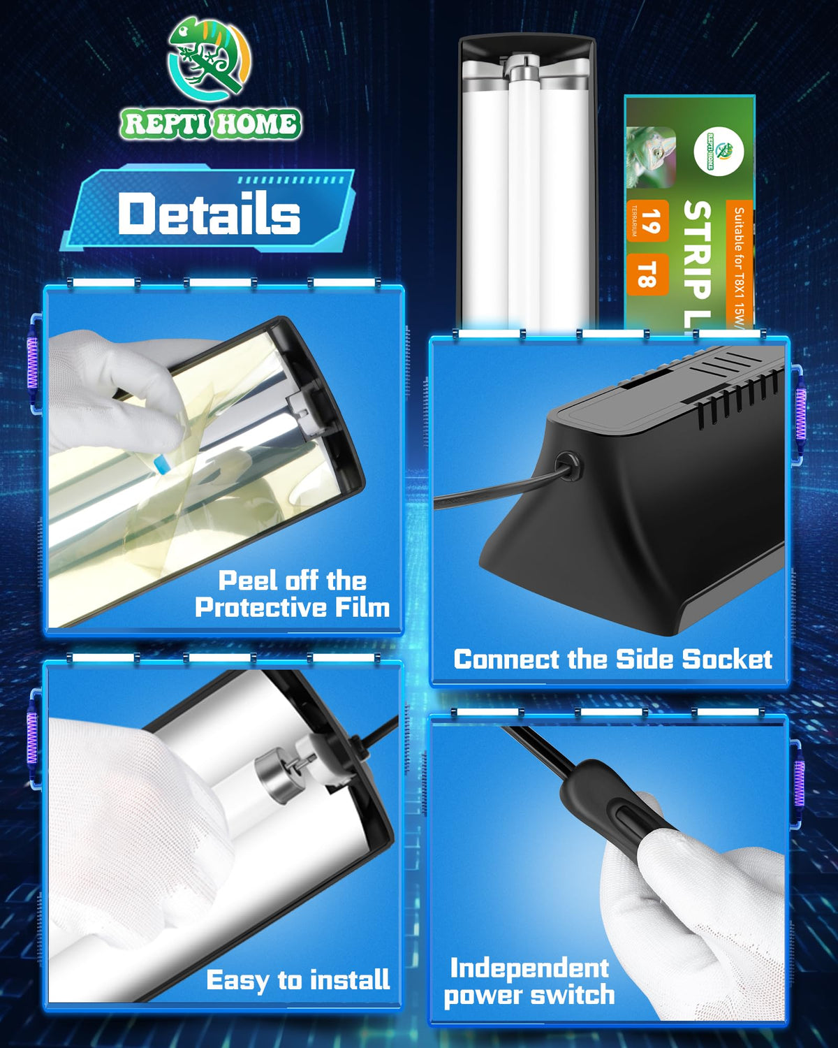 39W UVA UVB Reptile Light Combo Kit with UVB 10.0 Fluorescent Tube O25076