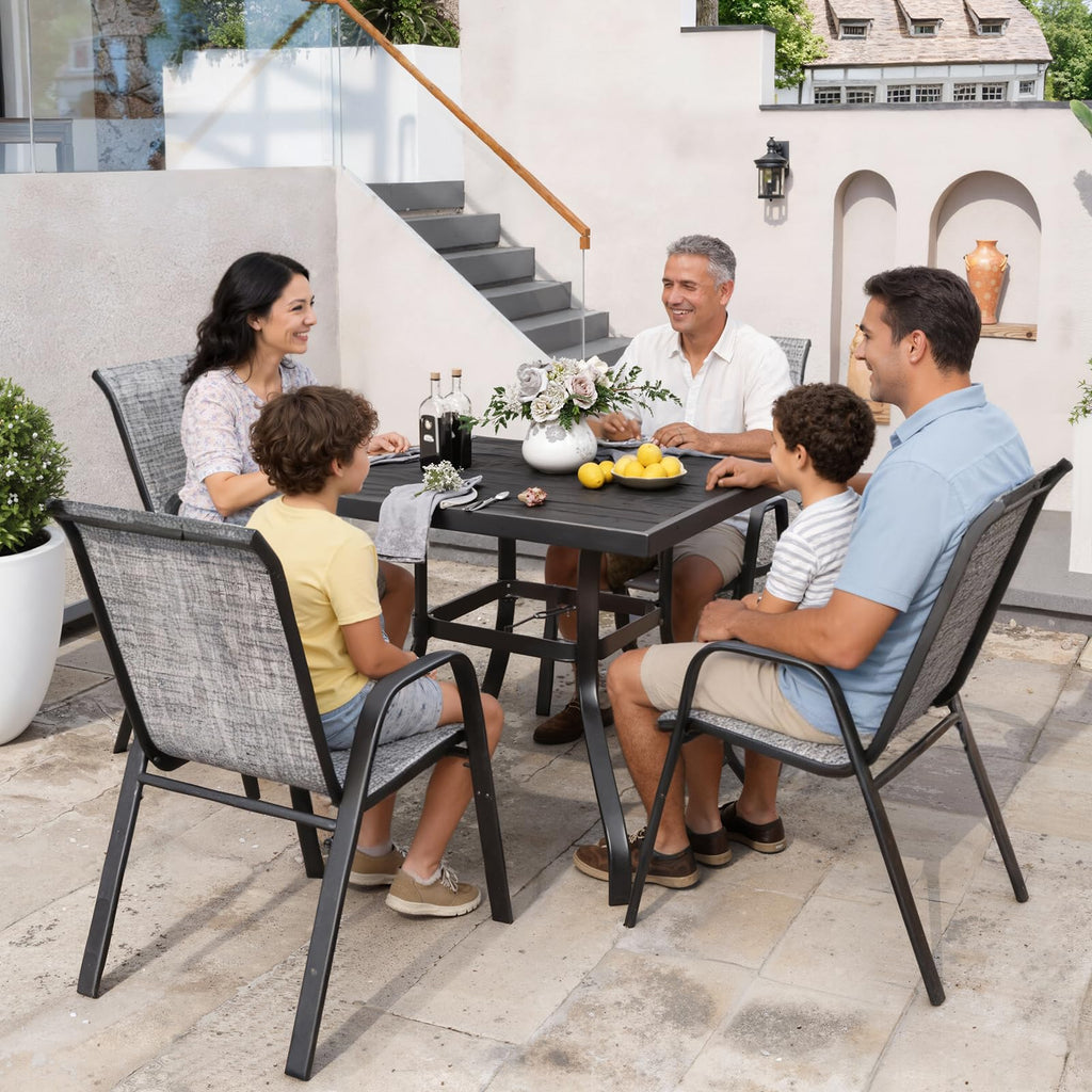 Grey Set of 4 Stackable Textilene Metal Patio Chairs D854950