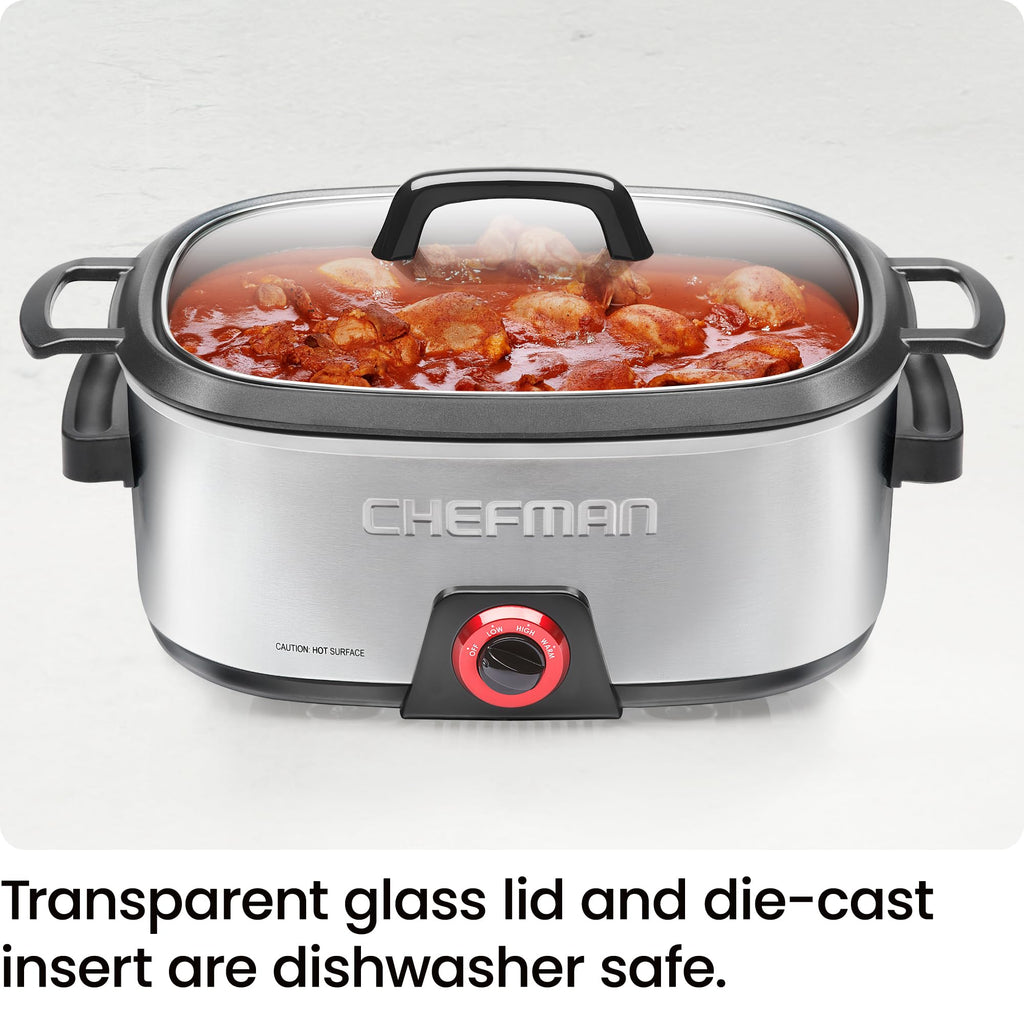 6-Quart Electric Slow Cooker with Removable Nonstick Insert Y8497