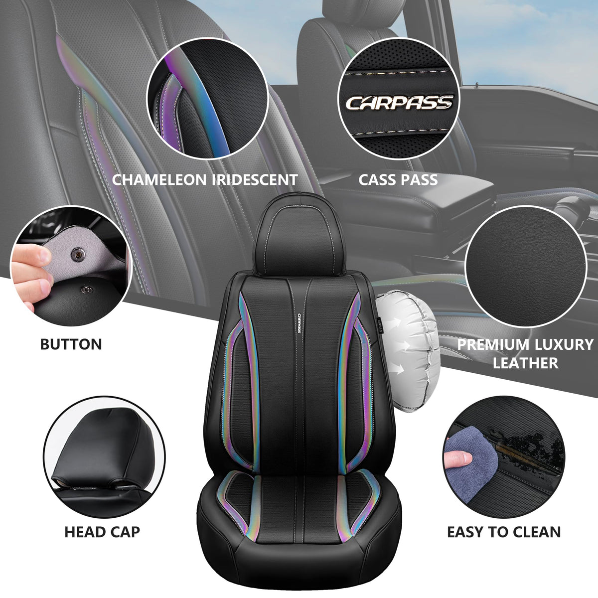 Nappa Leather Car Seat Covers 5 Seats Full Set J9975