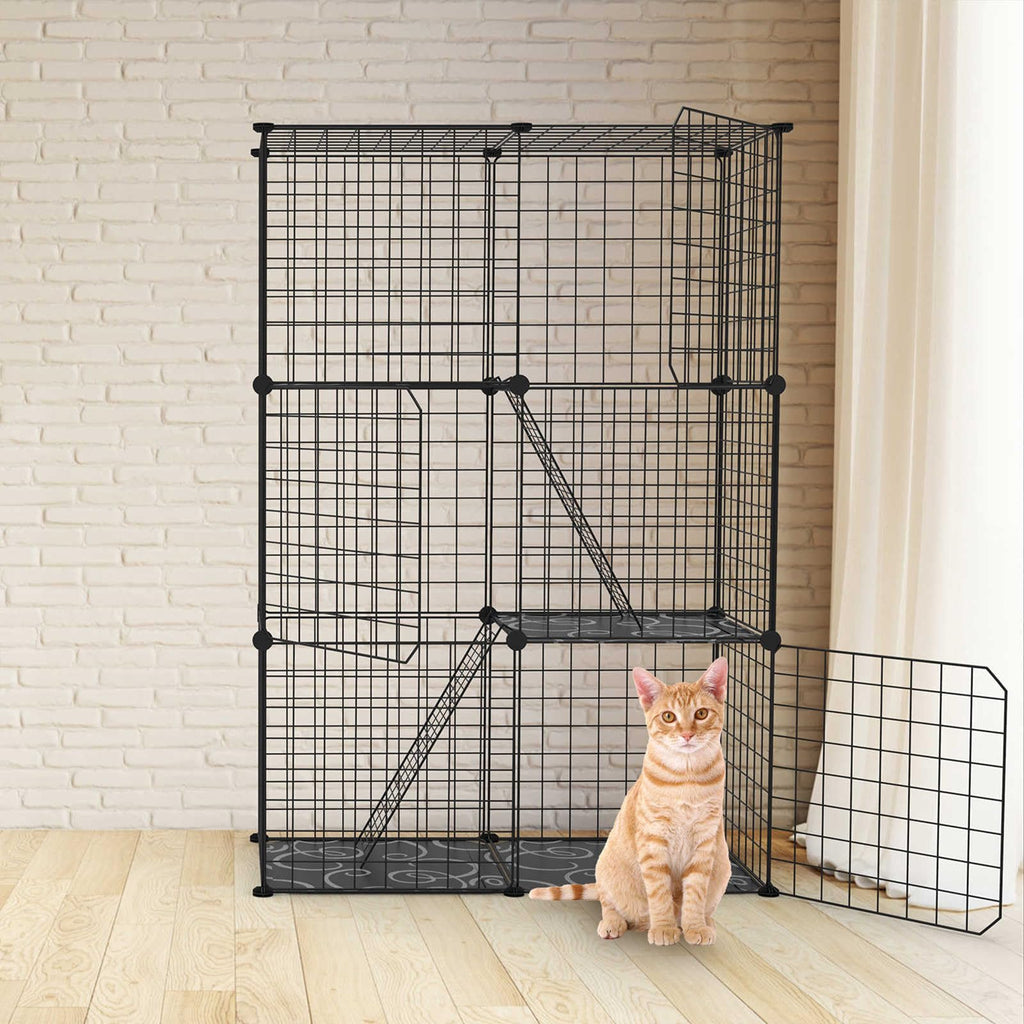 3-Tier Cat Cage with 3 Doors 2 Ramp Ladders H604