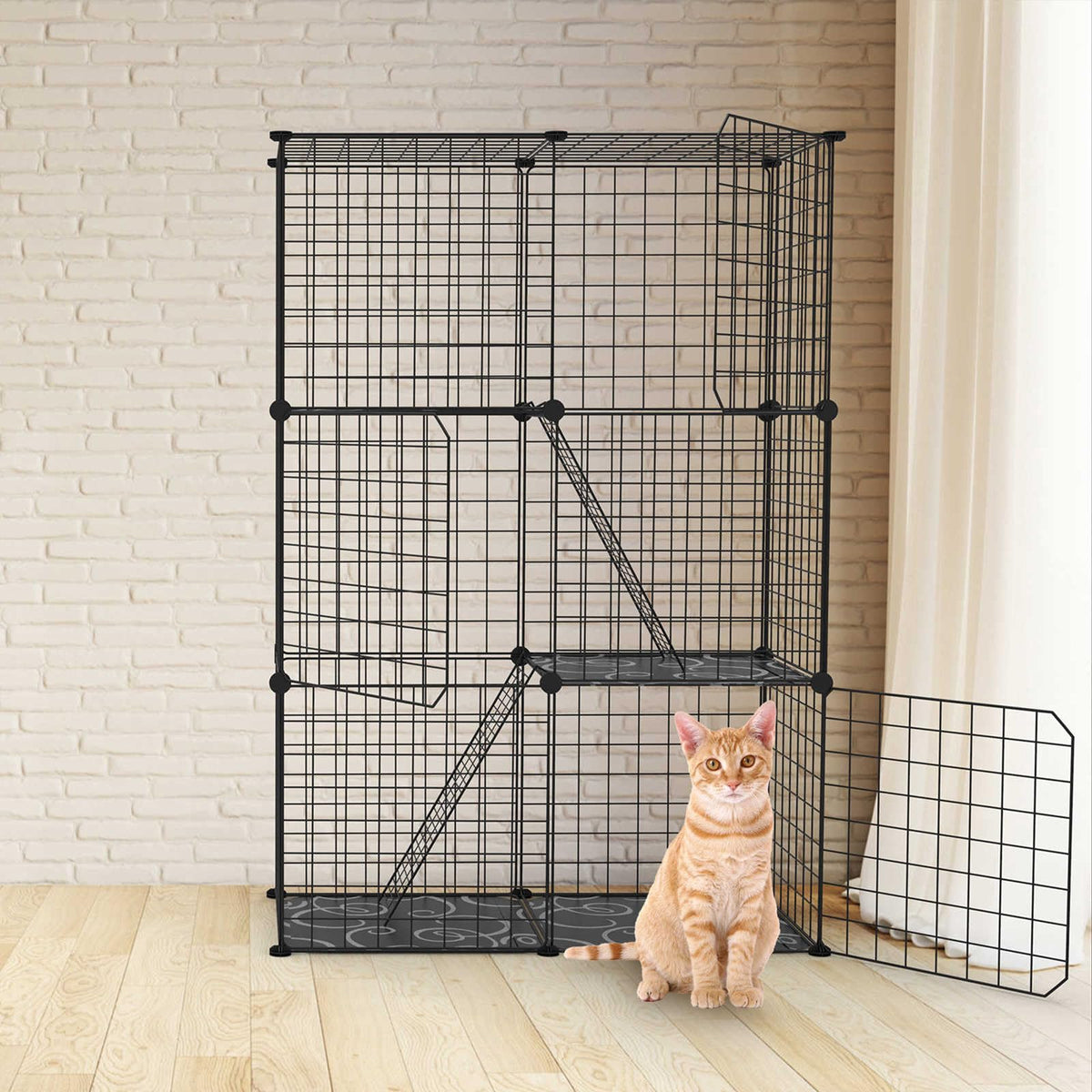 3-Tier Cat Cage with 3 Doors 2 Ramp Ladders H604
