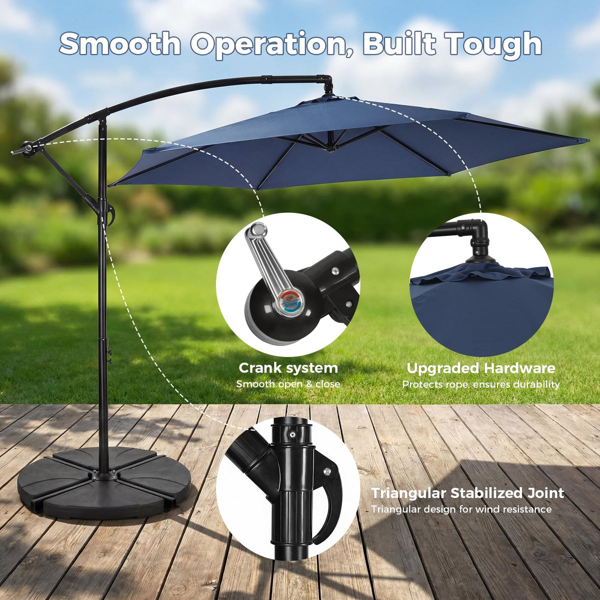 Offset Cantilever Patio Umbrella with Tilt and Crank B635